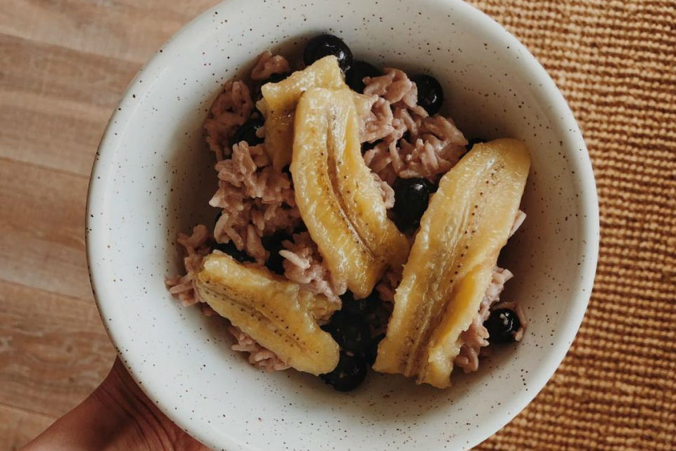 Recipe for a rice dish with roasted banana