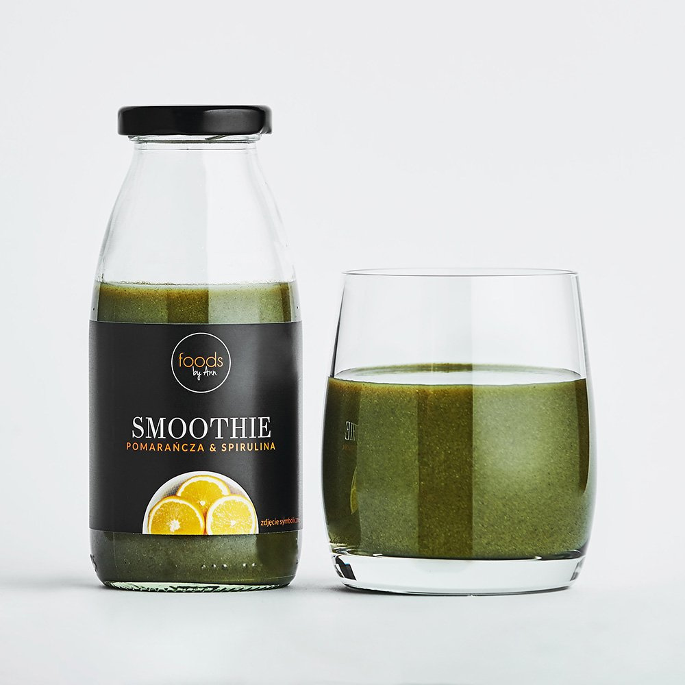 Orange & Spirulina Smoothie in a bottle, 250 ml | Foods by Ann - Anna Lewandowska