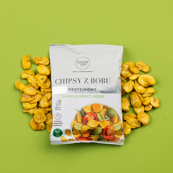 Chipsy z bobu Olives & Sweet Herbs, 60 g