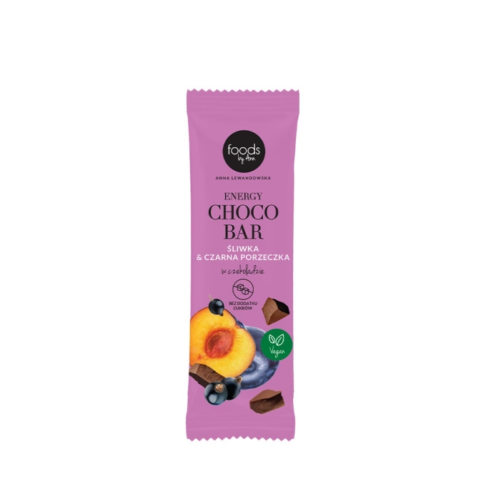 Choco Energy Bar Ciruela y grosella negra bañadas en chocolate, 35 g
