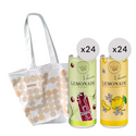 Zestaw: Lemoniada mirabelka, 250 ml x24 + Lemoniada rabarbar, 250 ml x24 + Torba Guarco