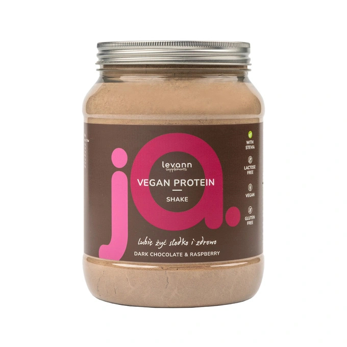 Vegan dark chocolate & raspberry protein powder, 500 g