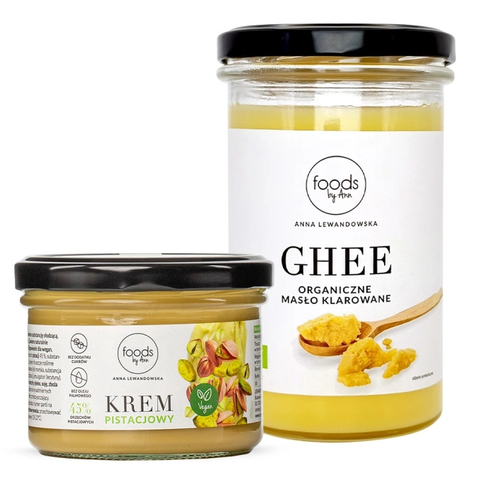 Mantequilla clarificada Ghee ecológica, 400 g + Crema de pistacho, 200 g