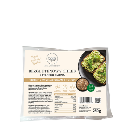 Pan integral sin gluten con semillas de cáñamo, 250 g