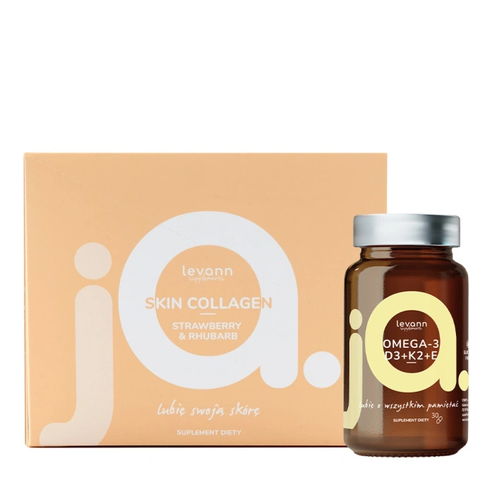 Levann "jA" Skin Collagen de fresa + Omega-3+D3+K2+E