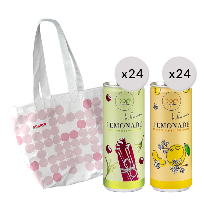 Lemonade Mirabelle x24 + Lemonade Rhubarb x24 + Guarco bag 