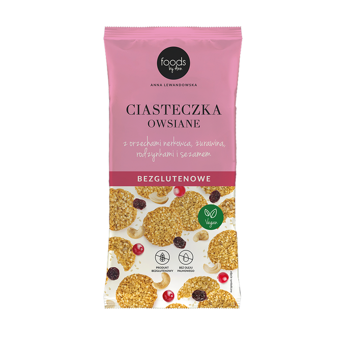 Galletas de avena sin gluten con anacardos, arándanos y pasas sultanas, 100 g