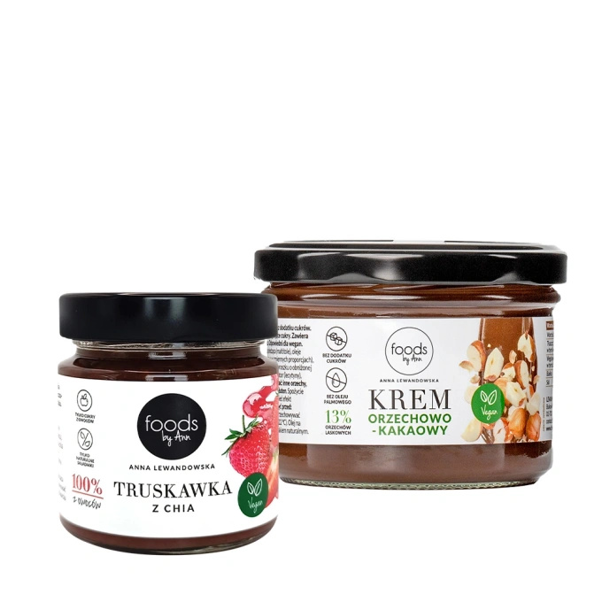 Nut & Cocoa Cream, 220 g + Strawberry Jam with Chia Seeds, 200 g