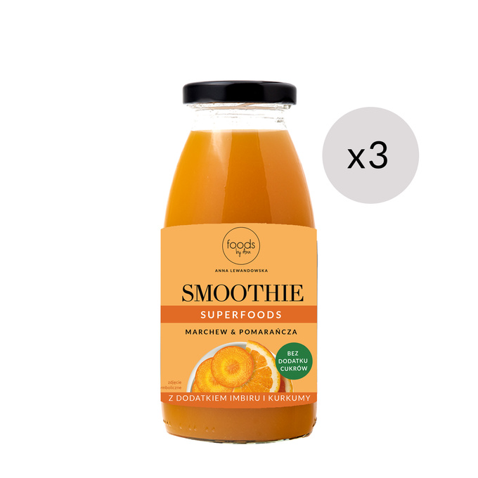 3x Carrot & Orange smoothie in a bottle, 250 ml