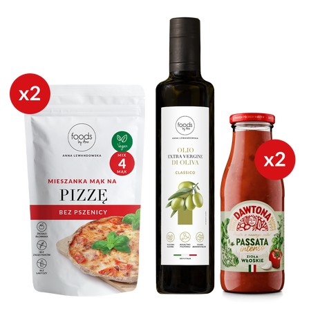 Mieszanka na pizzę x2 + Oliwa z oliwek Classico + Passata Dawtona x2