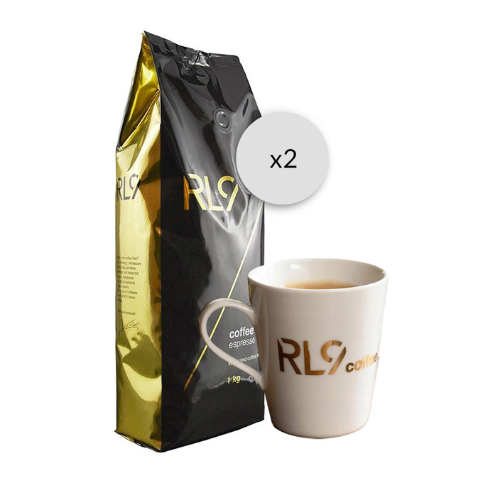 Zestaw: 2x RL9 Coffee Espresso ziarnista 1 kg + kubek RL9