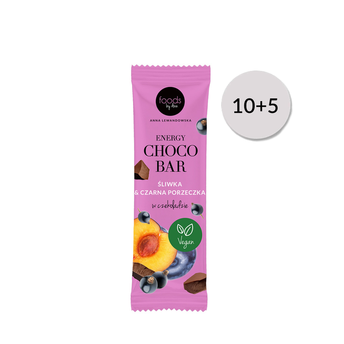 Choco Energy Bar Ciruela y grosella negra bañadas en chocolate, 35 g 10+5 gratis