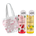 Zestaw: Lemoniada mirabelka, 250 ml x24 + Lemoniada grejpfrut, 250 ml x24 + Torba Guarco