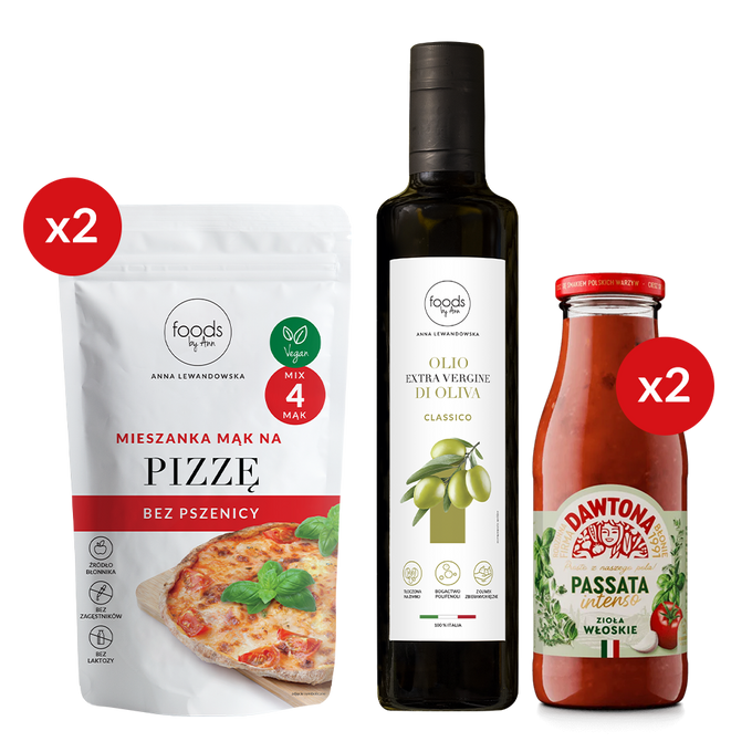 Mieszanka na pizzę x2 + Oliwa z oliwek Classico + Passata Dawtona x2