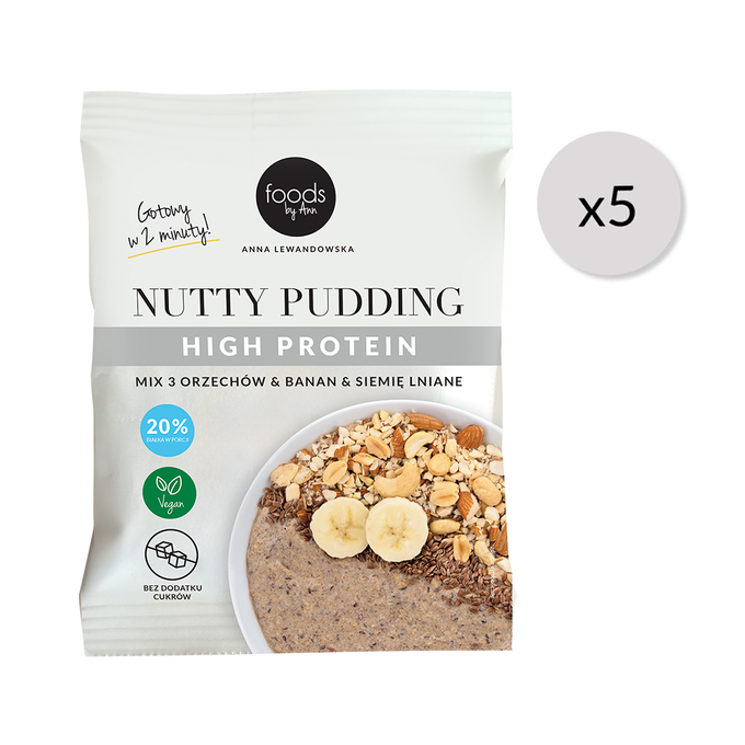 Nutty Pudding mix 3 orzechów, banan & siemię lniane, 50 g x5